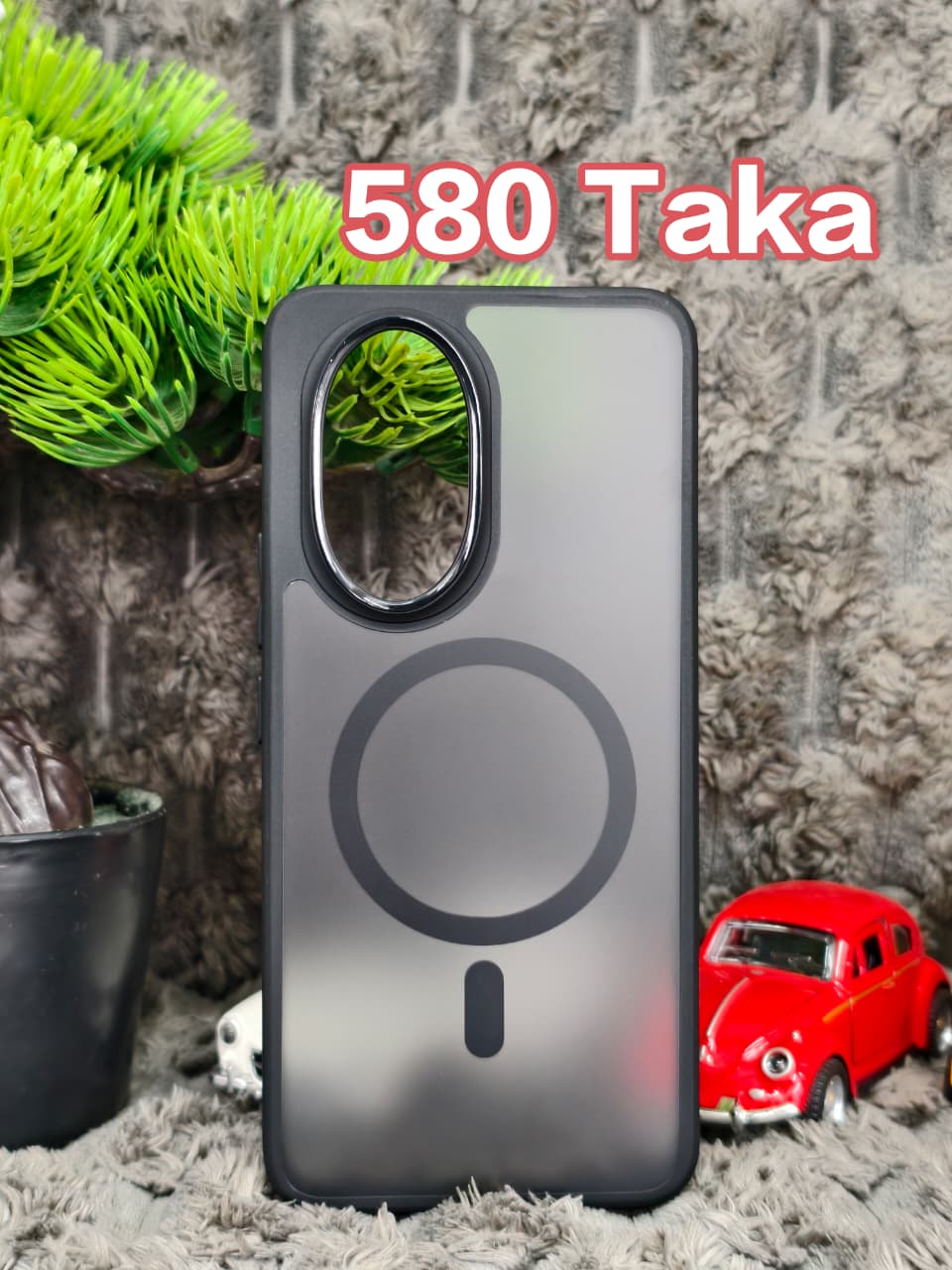 Honor 200 Magnetic Semi Transparent Hard Case With Silicon Border